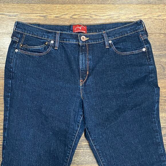 Levi’s 515 Boot Cut Jeans Size 16S Dark Wash Denim Leather 2 Horse Patch - Picture 3 of 10